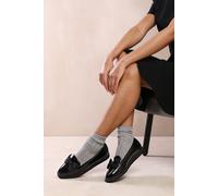'Alpha' Extra Wide Fit Slip On Loafer Slider With Bow Detail Where's That From Black 4EEE
