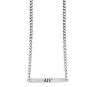 Alpha Gamma Rho Fraternity Necklace - Greek Letters Stainless Steel Horizontal Bar Pendant, Alpha Gamma Rho Gifts For Men