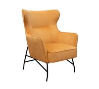 Alpha high back lounge chair with black metal frame - mustard