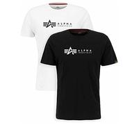 Alpha Industries Alpha Label T-Shirt 2 Pack for Men Size 3XL - black/white