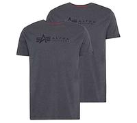 Alpha Industries 2 Pack T-Shirt for Men, Greyblack/Black, XL