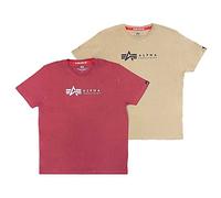 Alpha Industries 2 Pack T-Shirt for Men, Olive/Burgundy, M