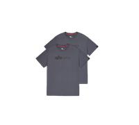 Alpha Industries Alpha Label T-Shirt 2 Pack for Men Size 3XL - greyblack/black
