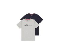 Alpha Industries Alpha Label T-Shirt 2 Pack for Men Size S - grey.heat/rep.blue