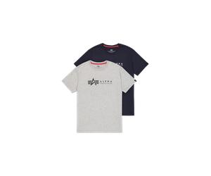 Alpha Industries Alpha Label T-Shirt 2 Pack for Men Size XL - grey.heat/rep.blue