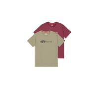 Alpha Industries Alpha Label T-Shirt 2 Pack for Men Size XS - olive/burgundy