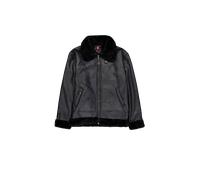 Alpha Industries B-3 Faux Leather Bomber Jacket Leather Jackets for Men Size 2XL - black/black