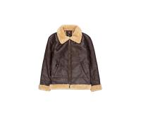 Alpha Industries B-3 Faux Leather Bomber Jacket Leather Jackets for Men Size L - vintage brown