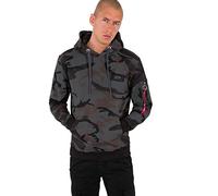 Alpha Industries Back Print Hoody Camo Hooded Sweat for Men Black