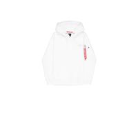 Alpha Industries Men's Back Print Hoody Hooded Sweat Sweatshirt, White, L