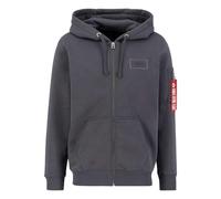 Alpha Industries Back Print Zip Mens Hooded Sweat Vintage Grey
