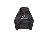 Alpha Industries Basic Big Logo Camo Hoodie for Men Size XL - black camo