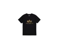 Alpha Industries Basic Big Logo Foil Print T-Shirt for Men Size 3XL - black/yellow gold
