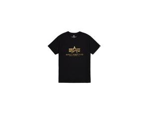 Alpha Industries Basic Big Logo Foil Print T-Shirt for Men Size 3XL - black/yellow gold