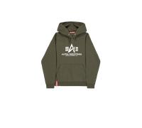 Alpha Industries Basic Big Logo Hoodie for Men Size 2XL - dark green