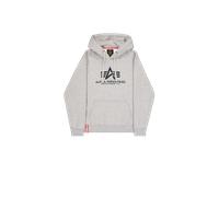 Alpha Industries Basic Big Logo Hoodie for Men Size L - grey heather