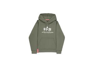 Alpha Industries Basic Big Logo Hoodie for Men Size M - dark olive