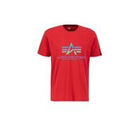 Alpha Industries Basic Big Logo Rainbow Reflective T-Shirt for Men Size L - speed red