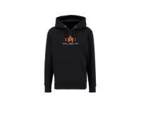 Alpha Industries Basic Big Logo Rubber Hoodie for Men Size 2XL - black