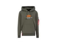 Alpha Industries Basic Big Logo Rubber Hoodie for Men Size 3XL - dark olive