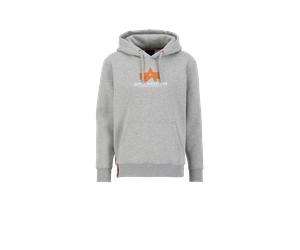 Alpha Industries Basic Big Logo Rubber Hoodie for Men Size 3XL - grey heather