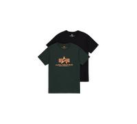 Alpha Industries Basic Big Logo T-Shirt 2 Pack for Men Size 2XL - black/dark petrol
