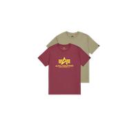 Alpha Industries Basic Big Logo T-Shirt 2 Pack for Men Size 3XL - olive/burgundy