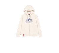 Alpha Industries Basic Big Logo Zip Hoodie for Men Size 2XL - vintage white