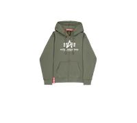 Alpha Industries Basic Big Logo Zip Hoodie for Men Size M - dark olive
