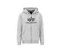 Alpha Industries Basic Big Logo Zip Hoodie for Men Size S - grey heather