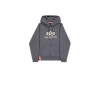 Alpha Industries Basic Big Logo Zip Hoodie for Men Size XS - greyblack