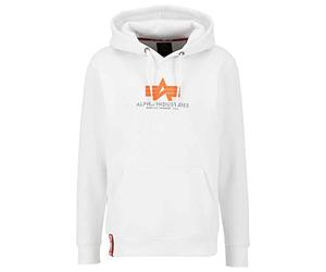 Alpha Industries Basic Hoody Rubber Hooded Sweat for Men White