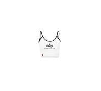 Alpha Industries Basic Mid Logo Cropped Tank Top Women Tanks for Women Size M - white