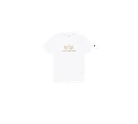 Alpha Industries Basic Mid Logo TPU T-Shirt for Men Size 3XL - white/gold