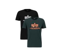 Alpha Industries Basic T 2 Pack T-Shirt for Men Black/Dark Petrol