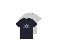Alpha Industries Basic T 2 Pack T-Shirt for Men Grey.Heat/Rep.Blue