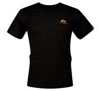 Alpha Industries Basic Small Logo T-Shirt for Men Size 3XL - black/neon orange