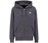 Alpha Industries Basic Small Logo Zip Hoodie for Men Size XL - vintage grey