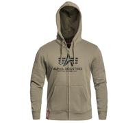 Alpha Industries Basic Big Logo Zip Hoodie for Men Size 3XL - olive