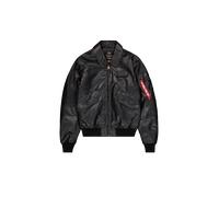 Alpha Industries CWU-45/P Leather Slim Bomber Jacket Leather Jackets for Men Size L - black