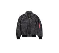 Alpha Industries CWU-45/P Leather Vintage Bomber Jacket Bomber Jackets for Men Size XL - black