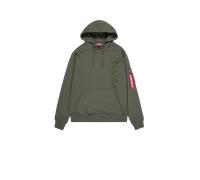Alpha Industries Embroidery Hoodie for Men Size L - dark olive