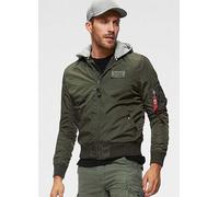 Alpha Industries Hooded Bomber Jacket Olive Green
