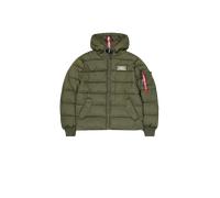Alpha Industries Hooded Puffer Alpha Faux Down Winter Jacket Winter Jackets for Men Size XL - dark green