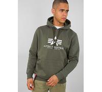 Alpha Industries Logo Print Hoodie Dark Olive