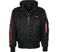Alpha Industries MA-1 D-Tec Sleeve Embroidery Bomber Jacket for Men Size XL - black/orange