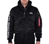 Alpha Industries MA-1 D-Tec Sleeve Embroidery Bomber Jacket for Men Size 3XL - black/white