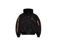 Alpha Industries MA-1 D-Tec Sleeve Embroidery Bomber Jacket for Men Size L - black/orange