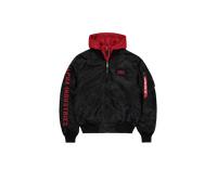 Alpha Industries MA-1 D-Tec Sleeve Embroidery Bomber Jacket for Men Size XL - black/red