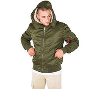 Alpha Industries MA-1 Hooded Bomber Jacket for Men Size M - dark green